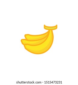 Vector illustration flat design of banana icon, healthy fruit sign and symbol. Editable stroke.