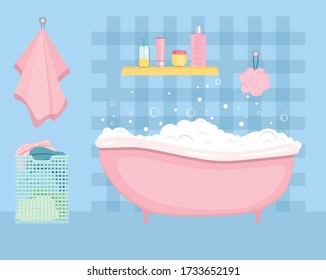 Vector illustration. Flat design. Bathroom interior.