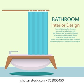 Vector illustration. Flat design. Bathroom with furniture. Bathroom interior.