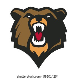 Vector illustration of flat design bear head