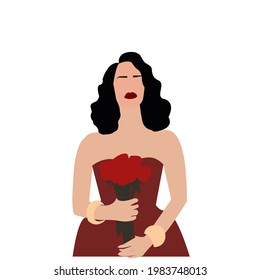 Ilustración vectorial, diseño plano.
Hermosa chica de fondo blanco. Ilustración para diseño web, iconos, insignias, postales.