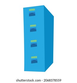 Vector illustration of flat design blue tall cabinet