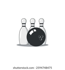 vector illustration of the flat design of a bowling game ball.