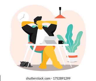 vector illustration in flat design of break time when i am working from home