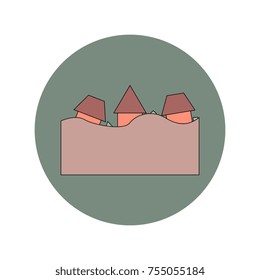 Vector illustration in flat design of a buildings that has been flooded