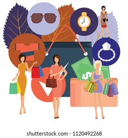 Vector illustration of a flat design Business shoping.