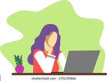ilustración vectorial mujer de negocios de diseño plano con portátil