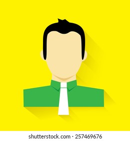 Vector Illustration of flat design business man minimalistic portrait icon with shadow