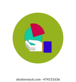 Vector illustration in flat design of Business pie chart in hand