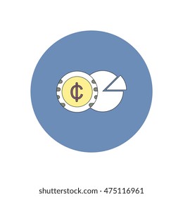 Vector illustration in flat design of Business pie chart and currency