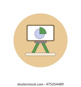 Vector illustration in flat design of Business pie chart on whiteboard