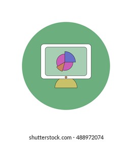 Vector illustration in flat design of Business pie chart on monitor