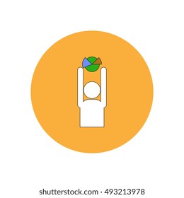 Vector illustration in flat design of Business pie chart and man silhouette
