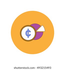 Vector illustration in flat design of Business pie chart and currency