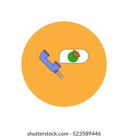 Vector illustration in flat design of Business pie chart and handset