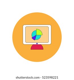 Vector illustration in flat design of Business pie chart on monitor