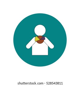 Vector illustration in flat design of Business pie chart and man silhouette
