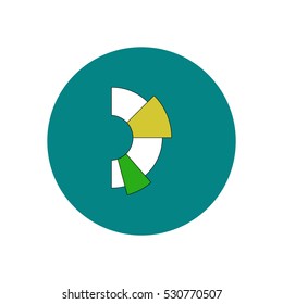 Vector illustration in flat design of Business half pie chart