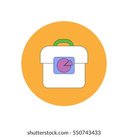 Vector illustration in flat design of Business pie chart and bag