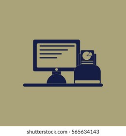 Vector illustration in flat design of Business pie chart in printer