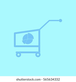 Vector illustration in flat design of Business pie chart on trolley