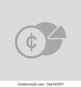 Vector illustration in flat design of Business pie chart and currency