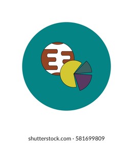 Vector illustration in flat design of Business pie chart and earth