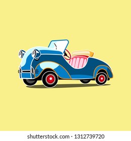 Vector Illustration of Flat Design car_Pedal car, vintage car, classic car