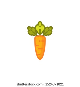 Vector illustration flat design of carrot icon, healthy vegetable sign and symbol. Editable stroke.