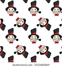 Vector illustration flat design cartoon set with hat and pipe