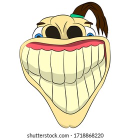 Vector illustration flat design. Character with a wide smile.