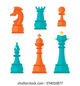 Vector illustration of flat design chess pieces.