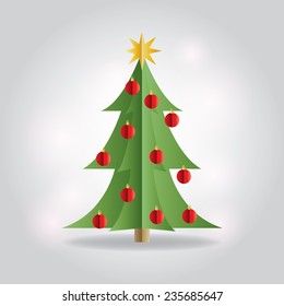A vector illustration of a flat design Christmas Holiday tree. Vector EPS 10. EPS contains gradient mesh in dropshadow.