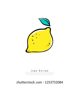 Vector illustration flat design of citrus icon, healthy vegetable doodle fruit sign and symbol.