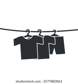 vector illustration of a flat design of a clothesline.