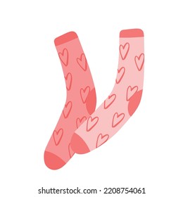 Vector illustration flat design colorful socks .Textile warm clothes socks pair cute decoration wool winter clothing.