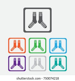 Vector illustration flat design colorful socks isolated on white background. Happy new year sock. color icon