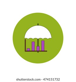 Vector illustration in flat design of column chart and umbrella