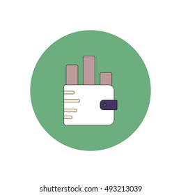 Vector illustration in flat design of column chart in wallet