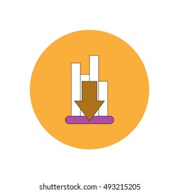 Vector illustration in flat design of column chart with arrow down