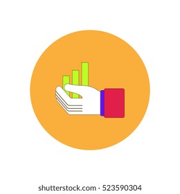 Vector illustration in flat design of column chart in hand