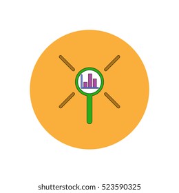 Vector illustration in flat design of column chart and magnifier