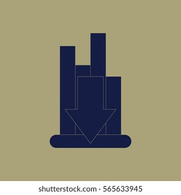 Vector illustration in flat design of column chart with arrow down