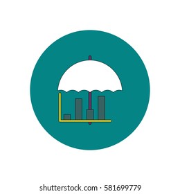 Vector illustration in flat design of column chart and umbrella