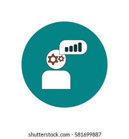 Vector illustration in flat design of column chart and man silhouette