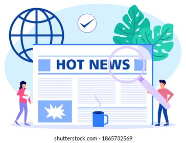 Vector illustration. Flat design concept reading news, person character with newspaper. suitable for websites, landing pages, mobile apps, posters and banners.
