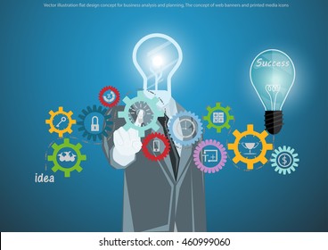 Vector illustration flat design concept for business analysis and planning, The concept of web banners and printed media icons