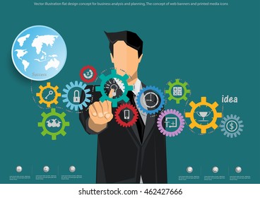 Vector illustration flat design concept for business analysis and planning, The concept of web banners and printed media icons