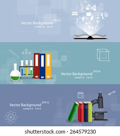 Vector illustration flat design concepts of education. A set of banners.