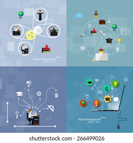 Vector illustration flat design concepts of education. A set of backgrounds.